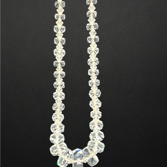 Vintage Graduated Faceted Disc Rock Crystal Quartz Necklace - Picture 2 of 11